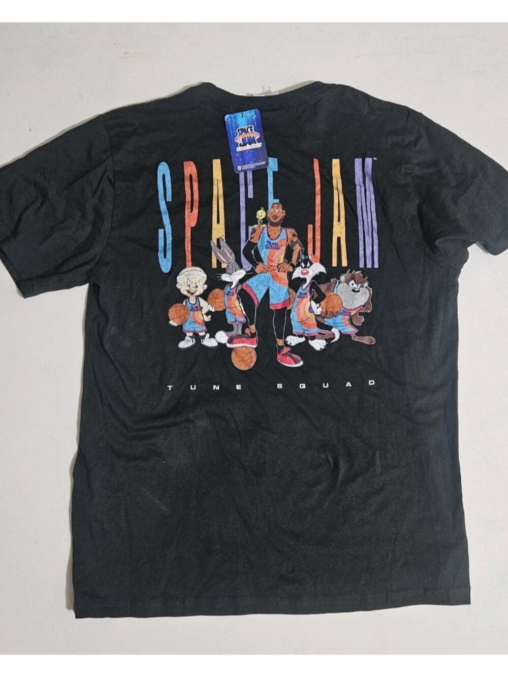 Space Jam Men's New Legacy Shirt Black Graphic Lebron James Tune Squad Size L